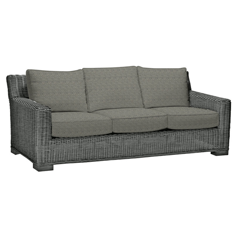 Canapé rustique tissé gris ardoise, Gris ardoise, Welt, Sunbrella® ‑ Cabana à rayures minuit