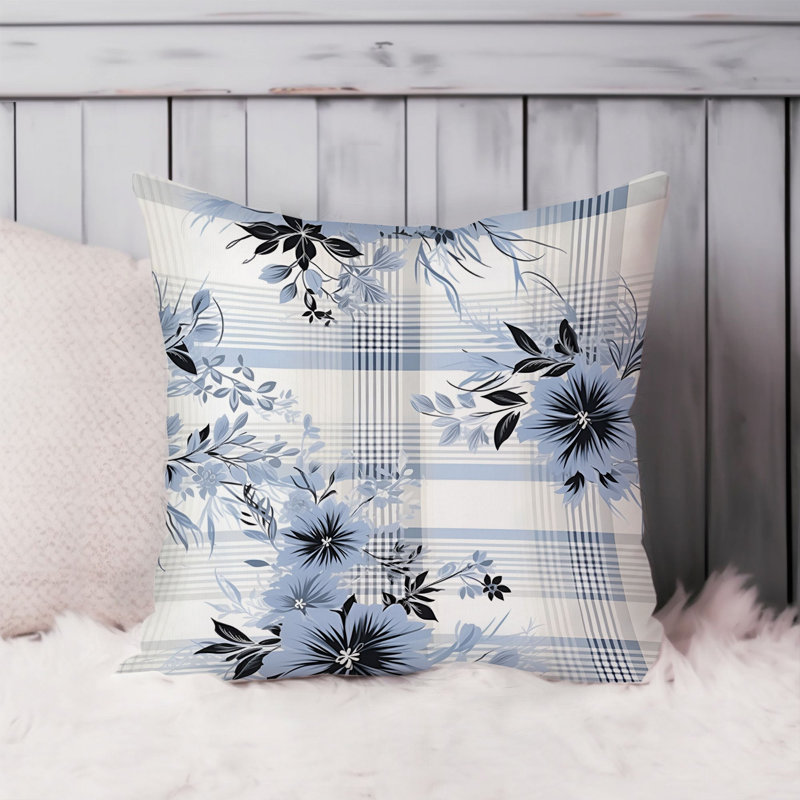 Floral Blue Winter Plaid V Modern