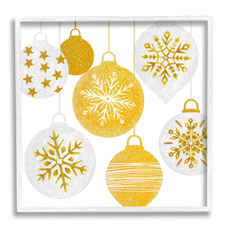 Boules de Noël scintillantes suspendues - 177, H 12 po x l 12 po x P 1,5 po, Giclée encadrée blanc bord de mer