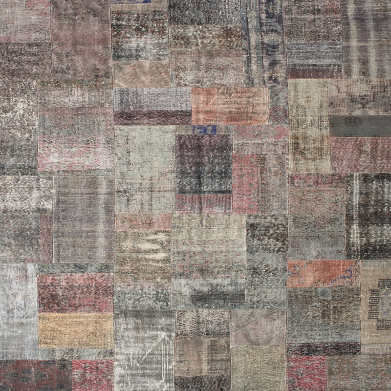Tapis gris/noir/brun zone contemporaine, Carré 7 pi