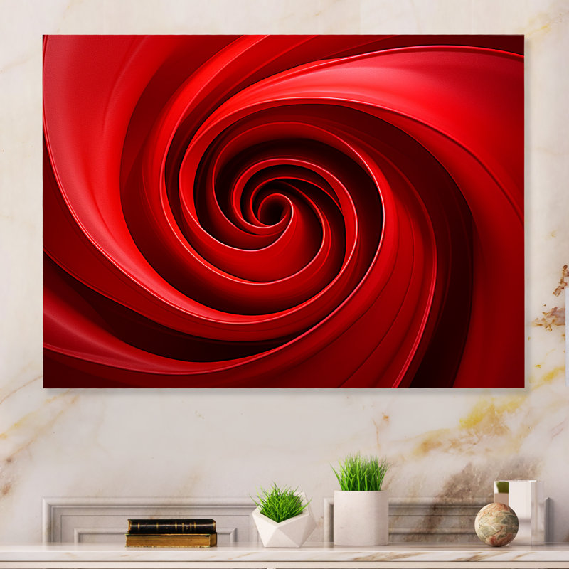 Red Perpetual Pulse Vortex - Abstract Spirals Metal Wall Decor, 12" H x 20" W x 1" D
