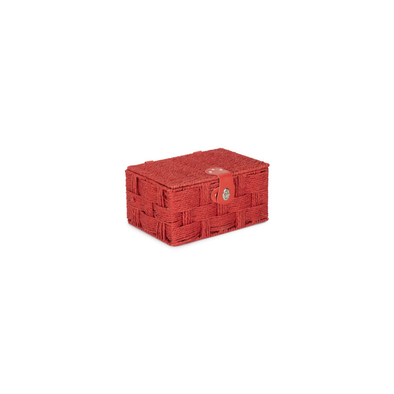 Paper Rope Gift or Storage Hamper, 15cm H x 30cm W x 21cm D, Red
