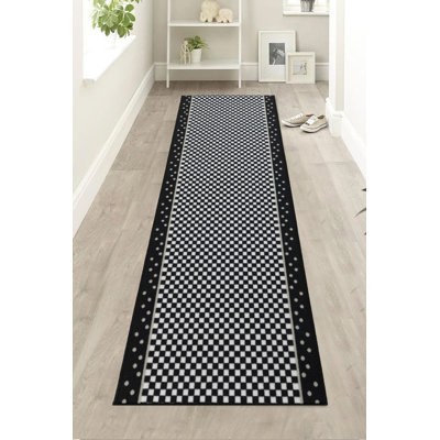 Tapis à carreaux noir et blanc à faible velours