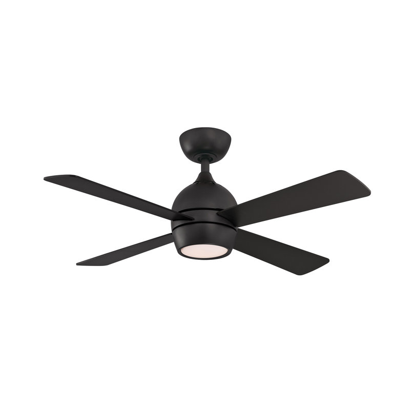 Kwad 44 inch Indoor Ceiling Fan with LED Light Kit and Remote Control - Black, Black