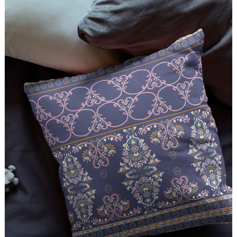 Housse et insert de coussin carré Stevensville, Bleu / rose, 18 po x 18 po