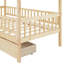 Lit simple en bois pour lit simple - rangement à deux tiroirs, fabrication en bois, naturel, têtes de lit incluses avec finition naturelle unie,