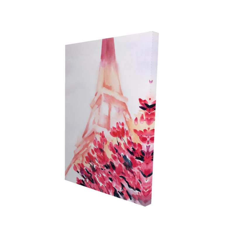 Pink Eiffel Tower - Seasons Flowers Canvas Home Decor Art