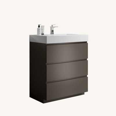 30" Bathroom Vanity With Sink, Large Storage Freestanding Bathroom Vanity For Modern Bathroom, One-Piece Sink Basin Without Drain And Faucet, Pre-Assembled
