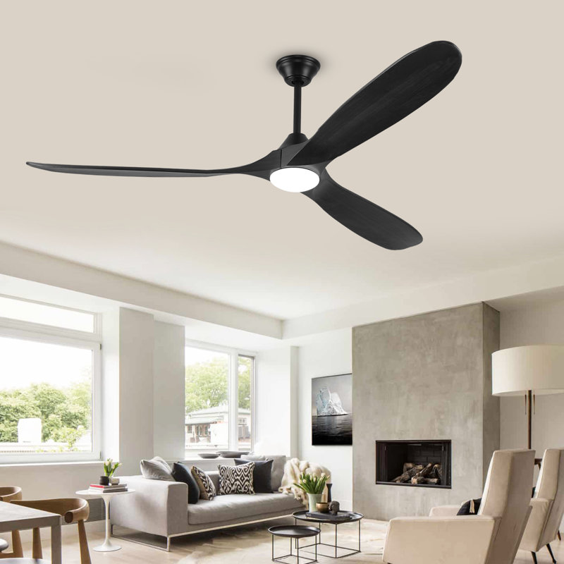 Ceiling Fan with LED Lights, Black, 177cm