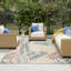 Floral Indoor/Outdoor Ivory Blue Area Rug-837826512