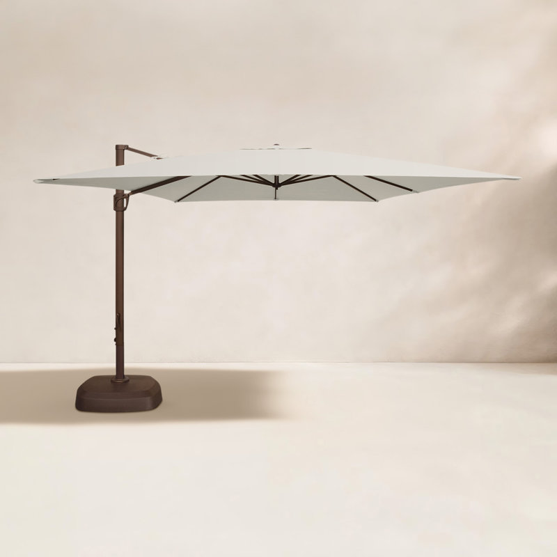 Parasol carré en porte-à-faux 10 pi Darel, Bronze, Sunbrella / blanc