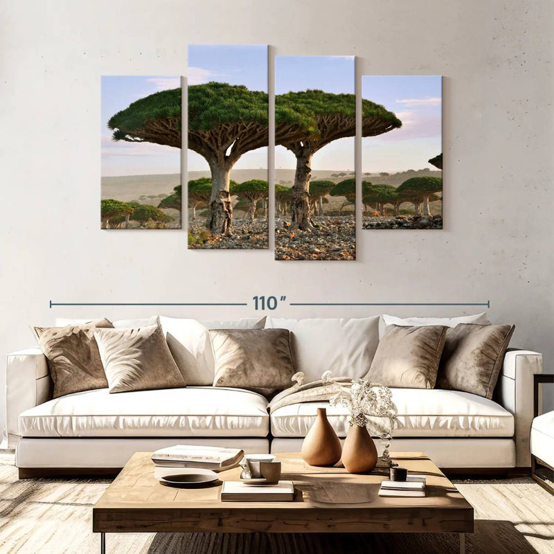 Alvord deux sapins Socotra, H 54 po x l 84 po