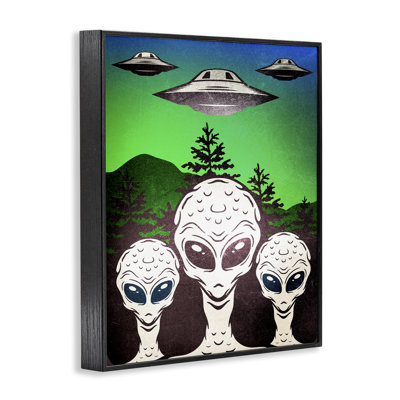 Vintage Aliens & UFO Framed Giclee, design by Kim Allen