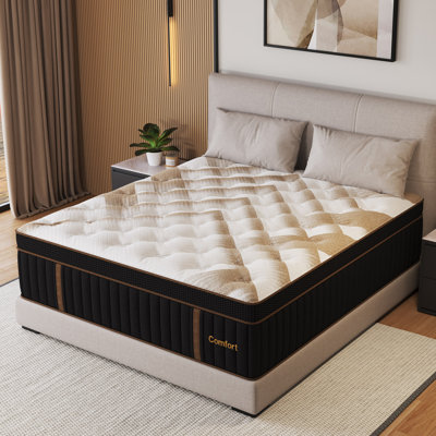  12''/14'' Medium Hybrid Mattress With Cooling Gel Memory Foam & Pocket Coils, Motion Isolation Mattress In A Box