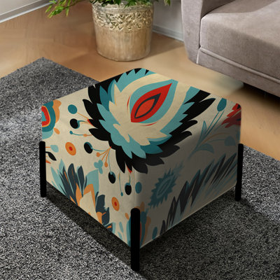 Mélange de tribu nomade orange Ikat - repose-pieds carré Ikat