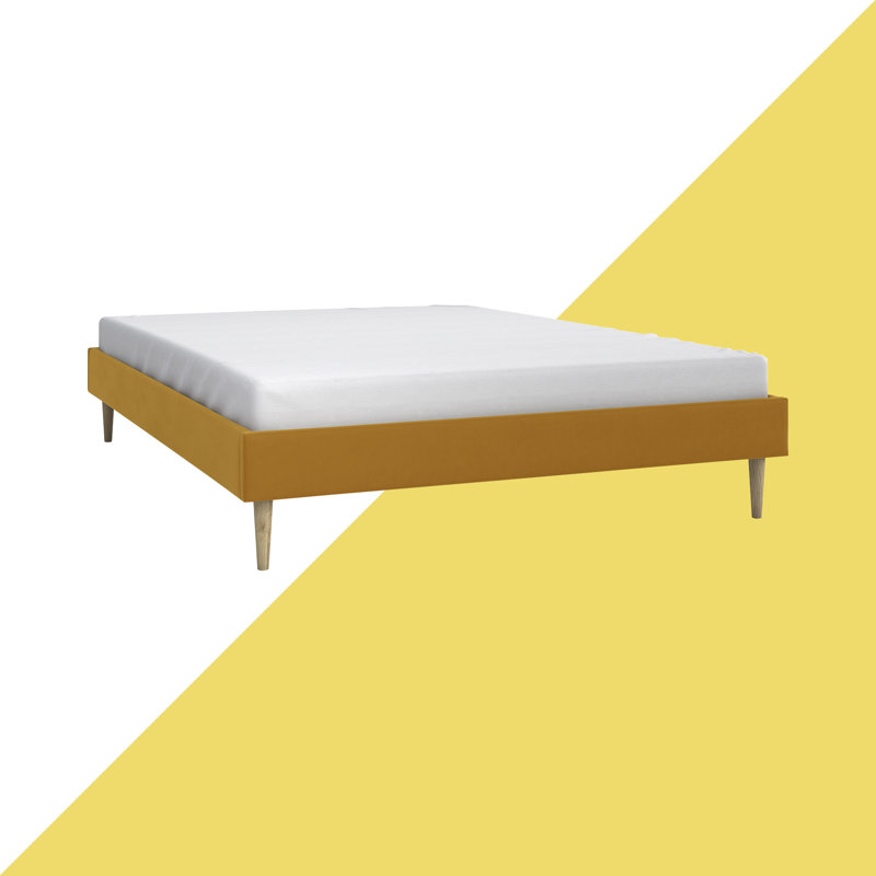 Renforth Upholstered Bed, Yellow, 160 x 200cm without headboard