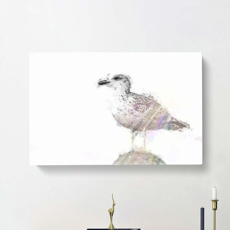 Seagull Bird In The Rainbow In Abstract - Wrapped Canvas, 35cm H x 50cm W x 3cm D