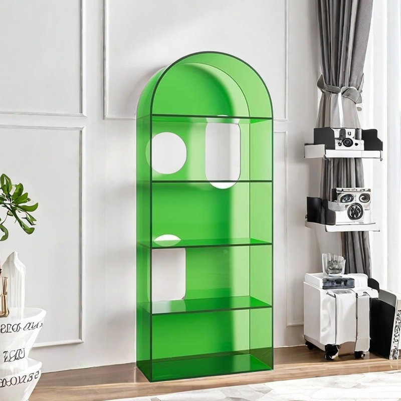 Modern Acrylic Arch Bookshelf for Stylish Storage, Green
