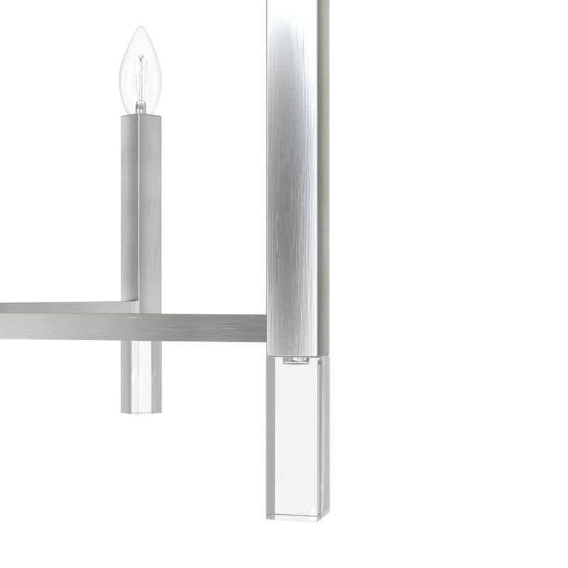 Sunjai 9 Light 2-Tier Sputnik Modern Linear Chandelier, Brushed Nickel