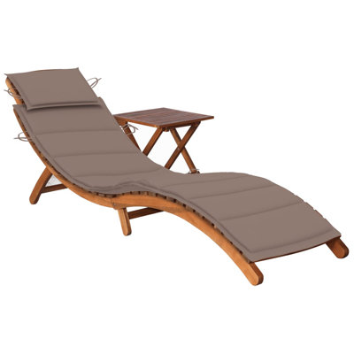 Cayli 72.4" Long Acacia Single chaise with Cushions and Table