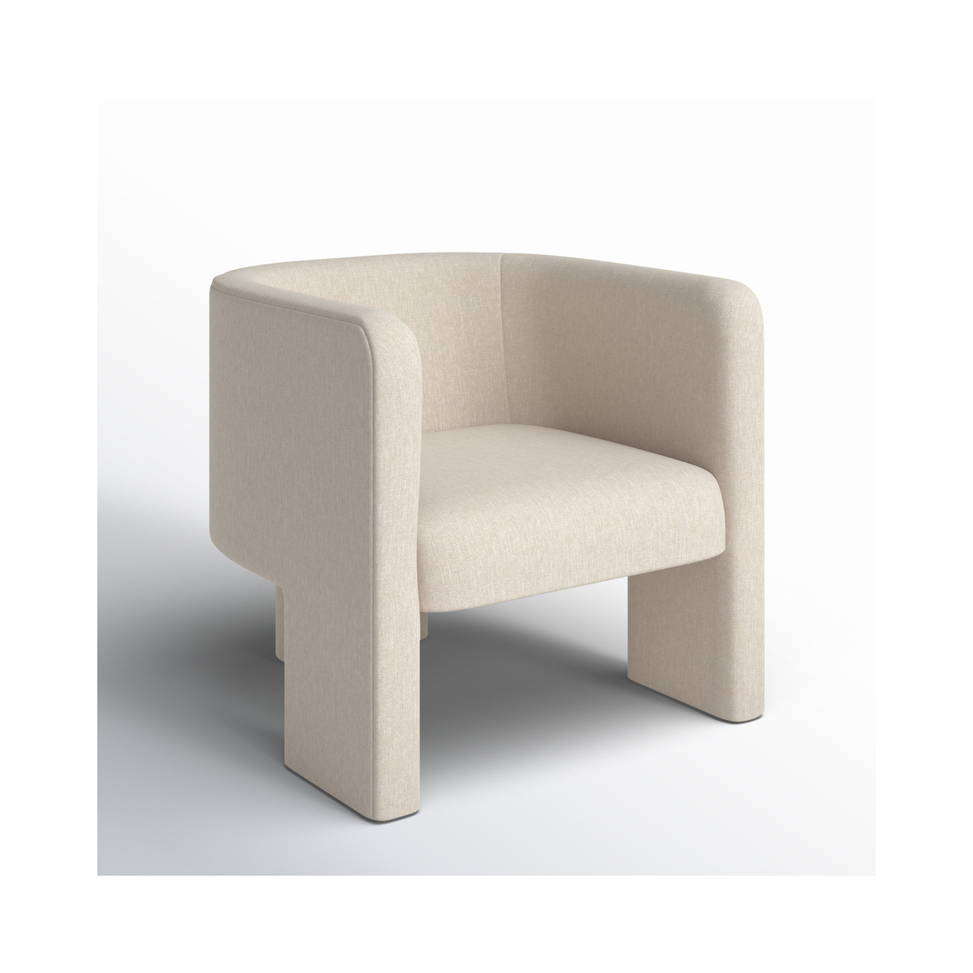 Ellum Upholstered Barrel Chair, Beige Linen