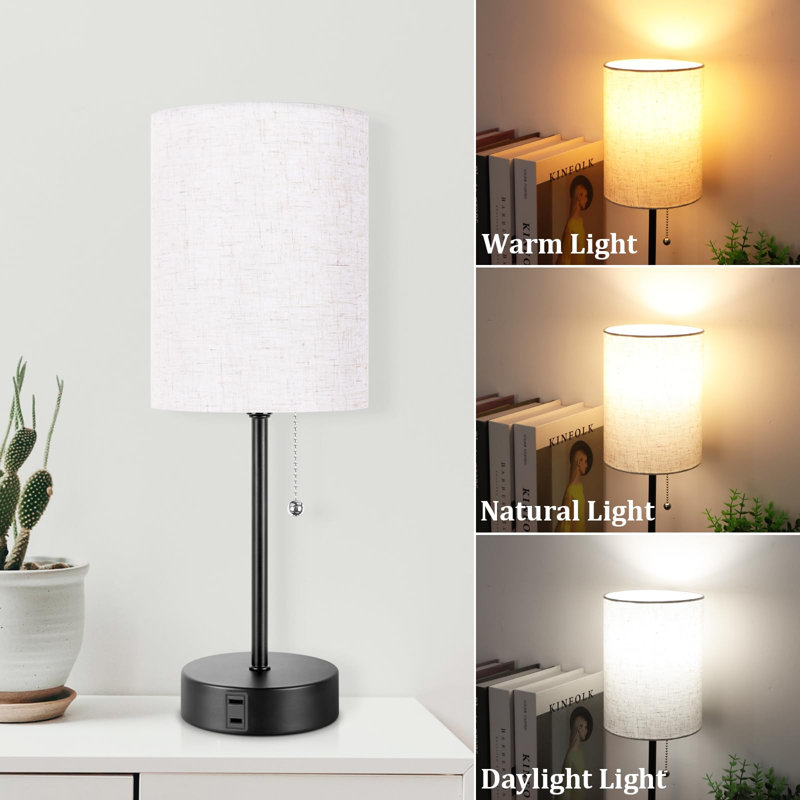 Walterhill USB Bedside Table Lamp, Black