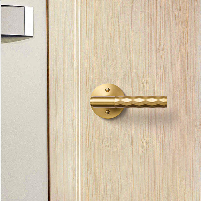 Poignée de porte en laiton à motif de losanges, Laiton brossé