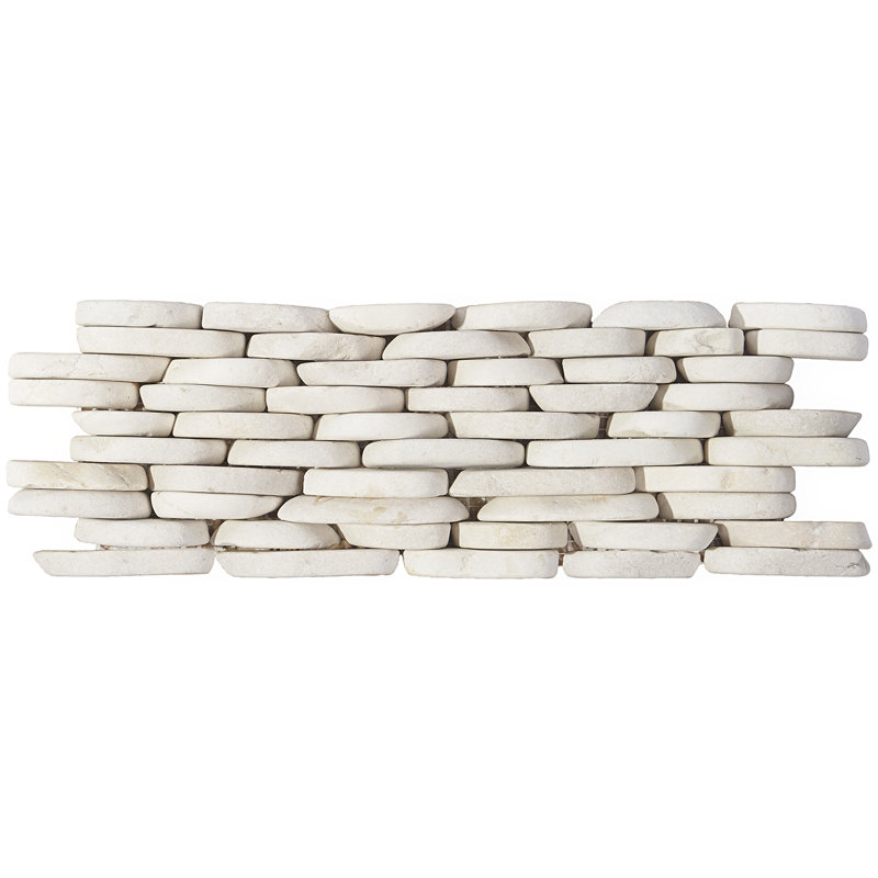 Picturesque 11 in. x 4 in. Stacked Sliced Wall Mosaic, White