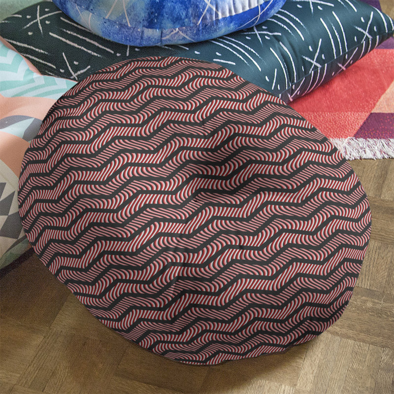 Coussin Rhonda, 30 x 30, Noir et rouge