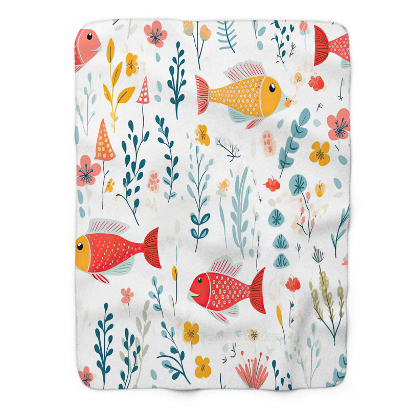 Jeté fleur de poisson 1 pièce, L 50 po x L 60 po