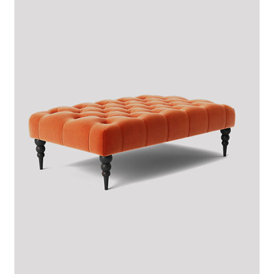 Alyana Rectangle Ottoman Bench with Wooden Legs - Plush Velvet Chesterfield Upholstered Footstool