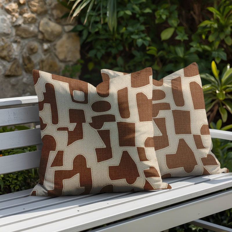 Coussin intérieur / extérieur réversible Jara, Ocre, 16x16