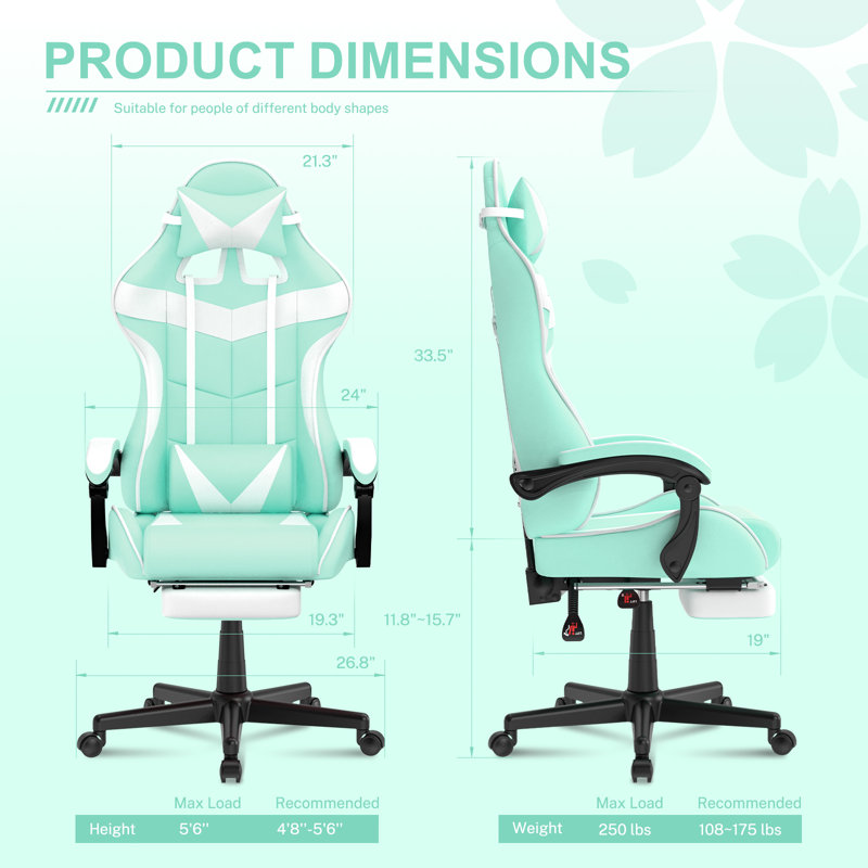 Fauteuil de jeu ergonomique pour adultes Soontrans, Vert clair