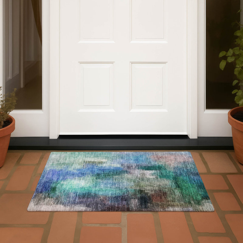 Machine Washable Indoor/Outdoor Chantille ACN2738 Modern Rug, 1'8" x 2'6", Teal