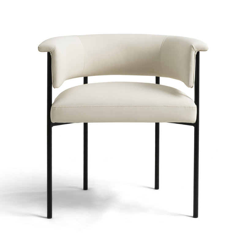 Chaise en cuir crème Isabella Performance, Crème, crème