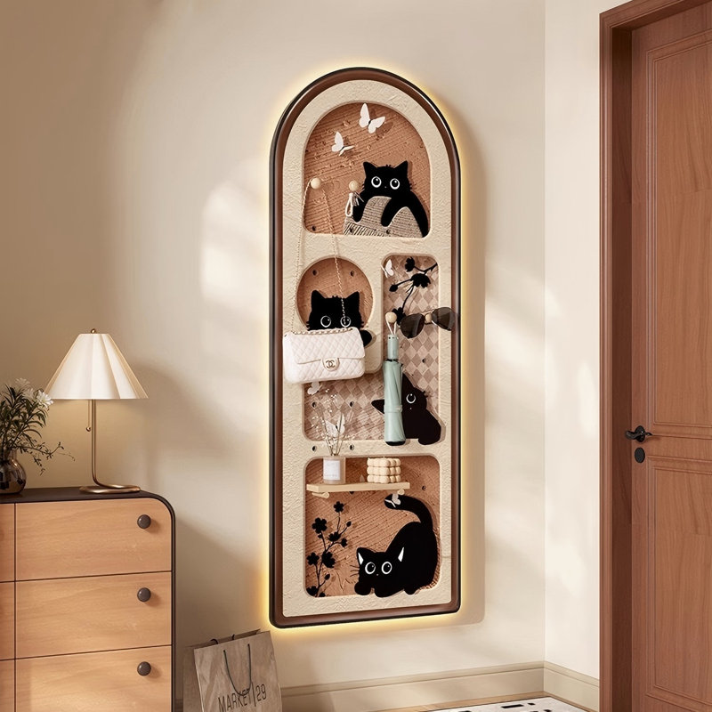 Minimalist Retro Pegboard Storage Full-Length Mirror, 42.52" x 15.75"