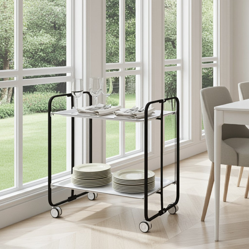 Mald Serving Cart, White, Black