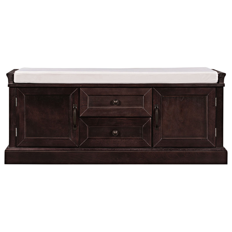 Banc de rangement rembourré avec tiroirs Braga, Espresso