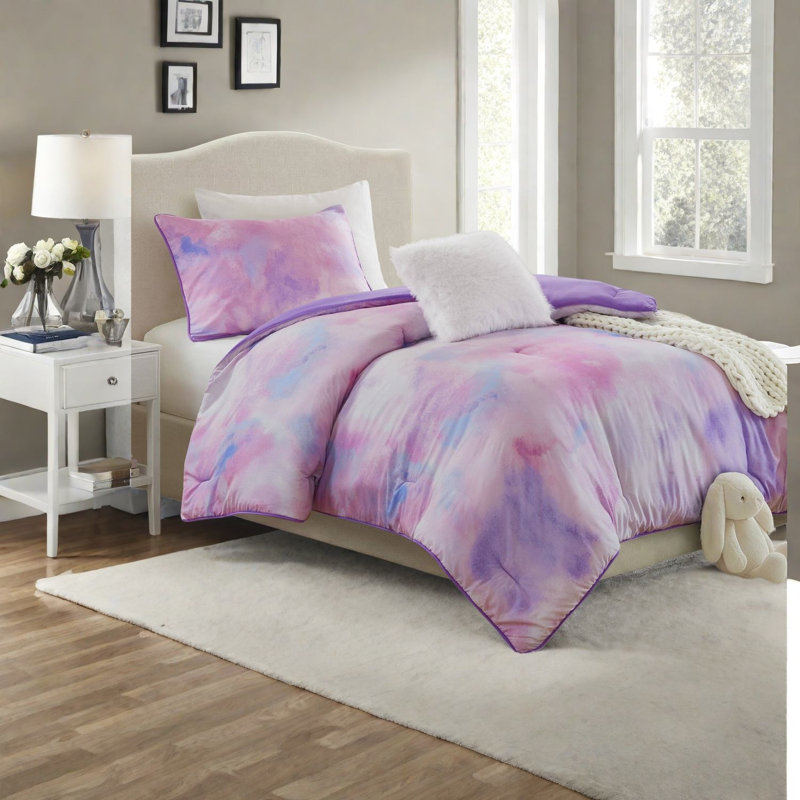 Ensembles de literie mauve moderne, teinture à l'aquarelle en polyester TG pour la maison