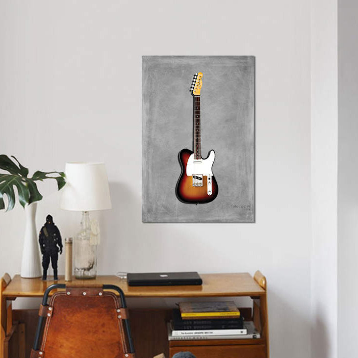 Fender Télécaster 64 - impression sur toile tendue, H 12 po x l 8 po x P 0,75 po, Toile tendue, Pas de tapis