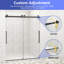 Porte de douche coulissante double sans cadre, 112-122 cm (L) x 193 cm (H), verre trempé transparent de 8 mm, noir mat-137990136