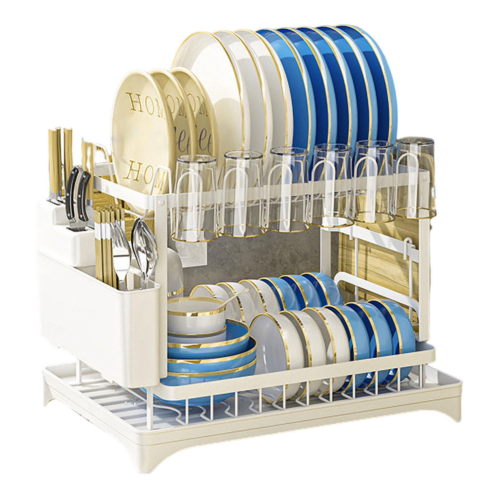 Rebrilliant Dish Drying Rack with Drainboard Double-Layer Large ...