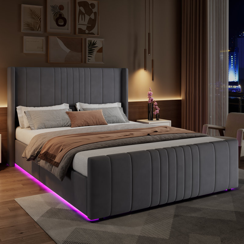 Aaris Upholstered Ottoman Storage Bed, Grey