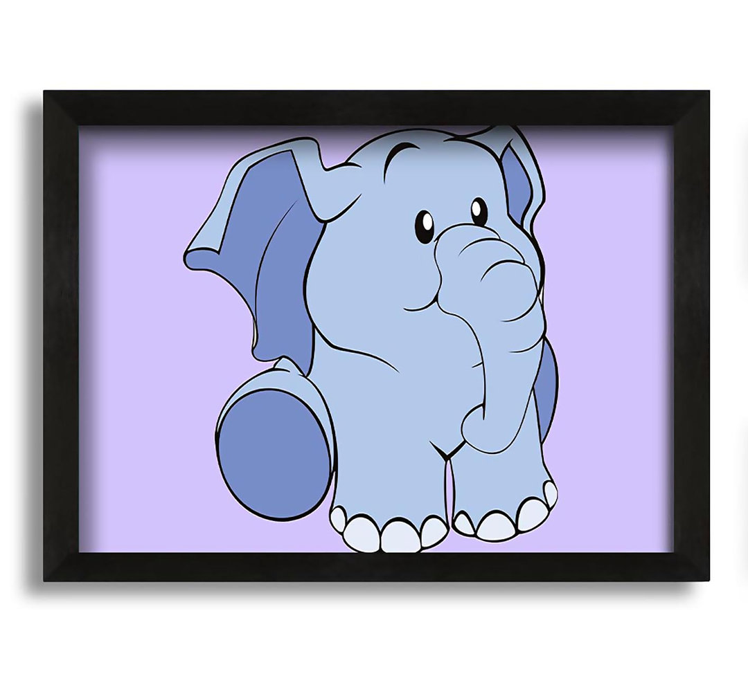 Gerahmtes Wandbild Happy Baby Elephant White