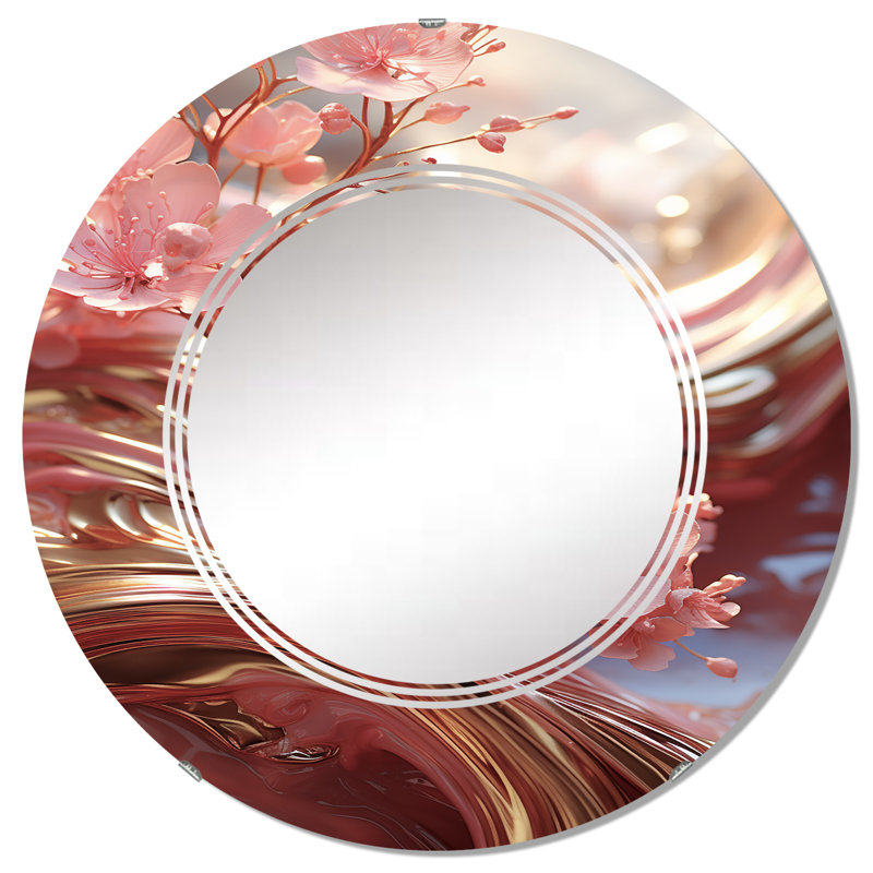 Bourdin - Miroir mural rond moderne, 32 po x 32 po