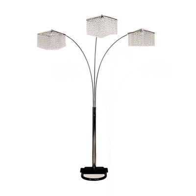 84" Tall Metal Floor Lamp with 3 Crystal Shaded Arches