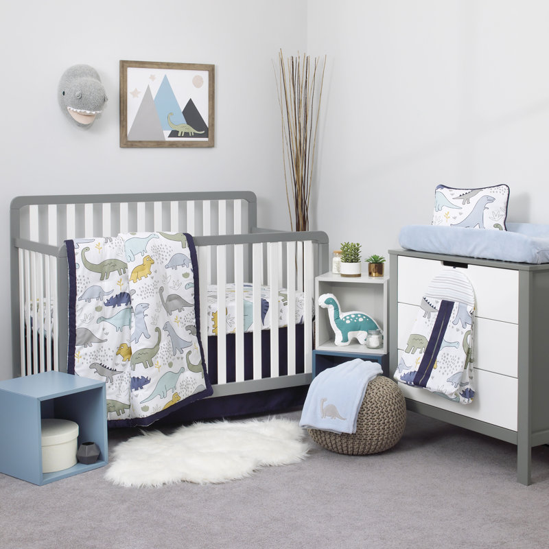 Ensemble de literie de 8 pièces pour lit de bébé avec petits dinosaures Nojo de Waverly Place