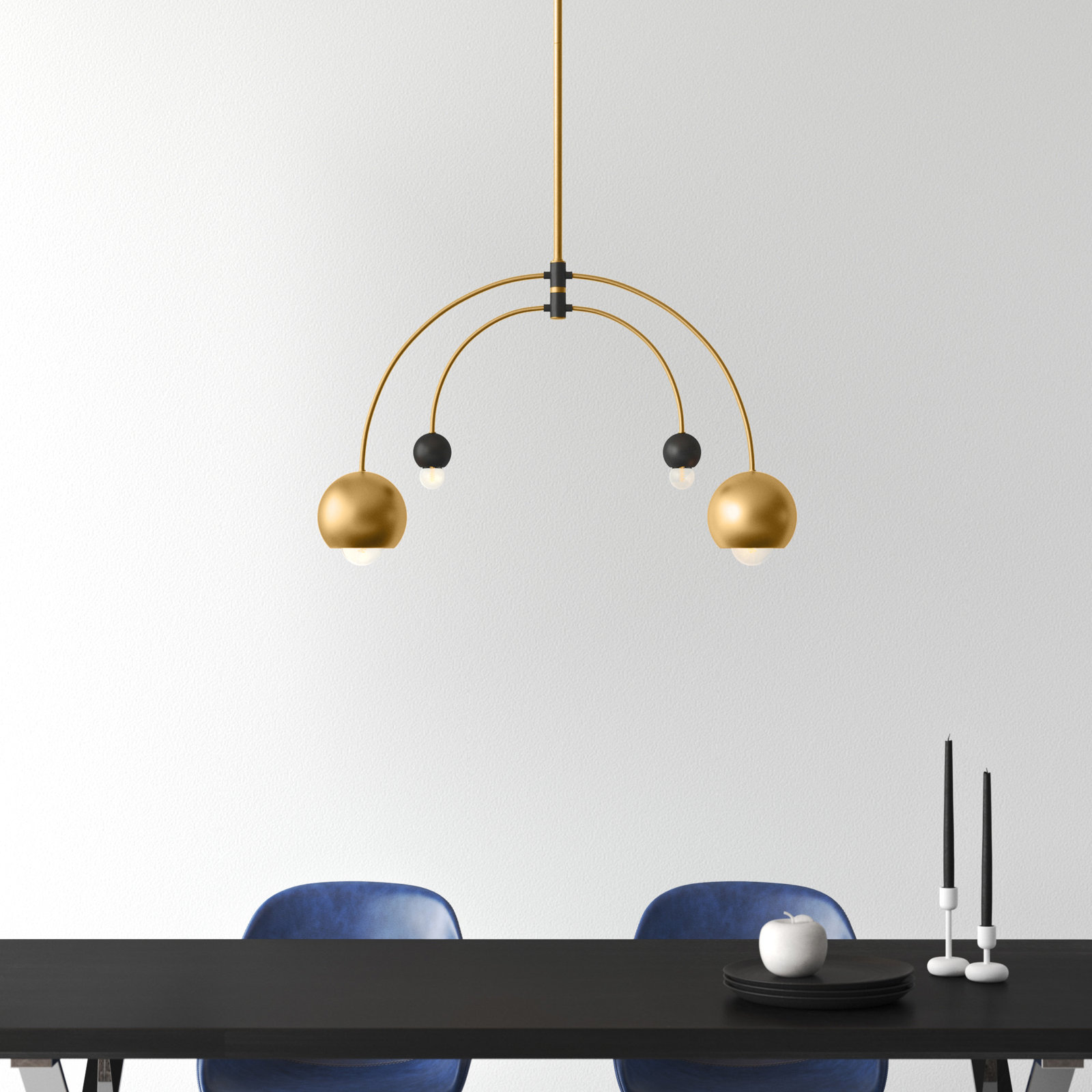 Mason Sputnik Chandelier, Aged Brass, 6