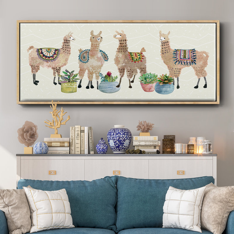 Llama Party- Framed Canvas