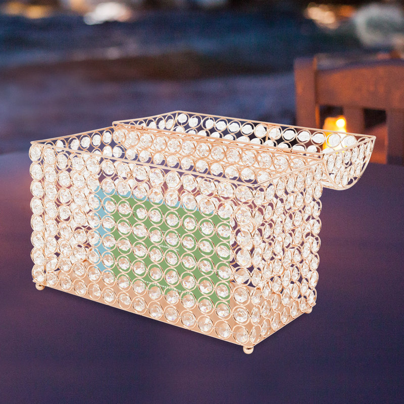 Wedding Card Box with Heart Lock, Gold